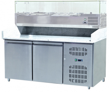 Стол для пиццы Koreco SPZ2600TN (+5/+10) столеш.гранит 360л, 2 двери,1510х800х1000