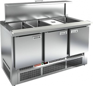 Стол для салатов Hicold SLE3-111GN О с крышкой (+2/+10) остров, 3дв, 1485х700х850мм, ниж.агр.