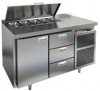 Стол для салатов Hicold SL1-13GN (1/3) (+2+10), 1 дверь, 3 ящика, 1390х700х850мм