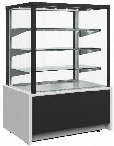 Витрина холодильная кондитерская Kc70 Vh 1,3-1 Light 9006-9005 (ВХСВ-1,3Д Carboma Cube д/шок.) Техно