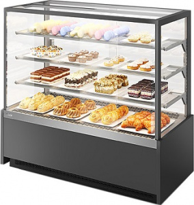 Витрина кондитерская Vete Kub Lux 130 Neytral серый матовый/шлифованная нержавейка