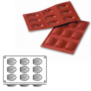 Форма силик. для зам. и вып. "ракушка" 68х45мм h17мм, 9 ячеек sf032/n